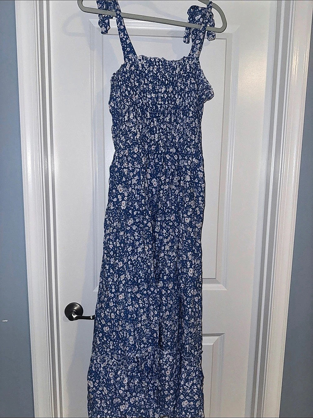 Zesica Floral Maxi Dress Blue & White